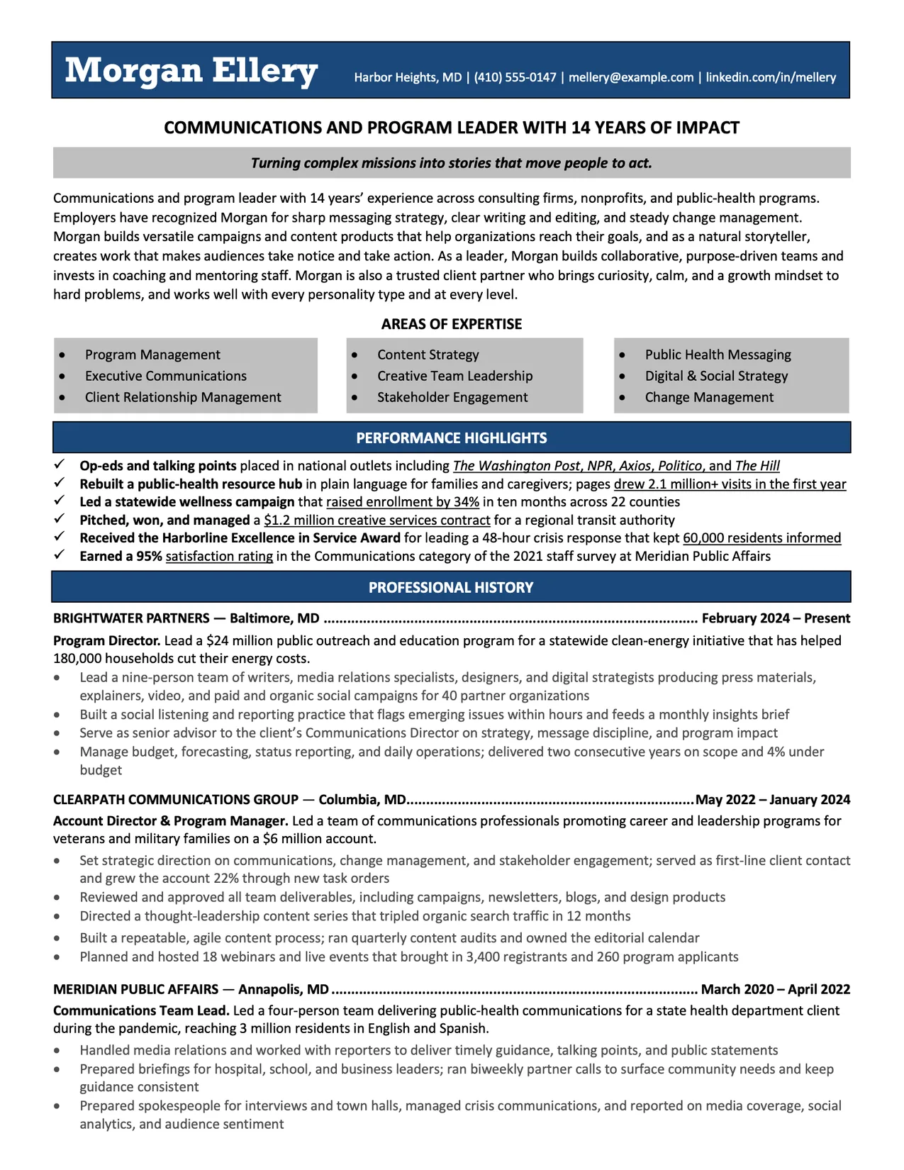Page 1 of 2 of Morgan Ellery's resume